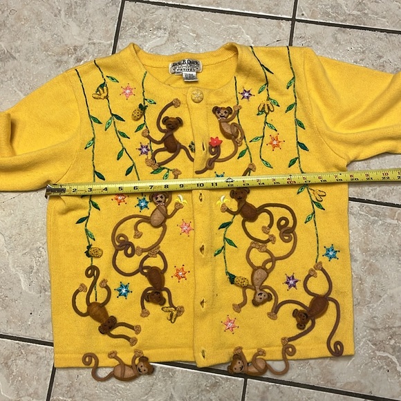 Jack B Quick VINTAGE Embroidered Appliquéd Monkeys Cardigan PM - Picture 9 of 9